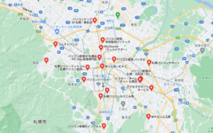 札幌市-パソコン修理業者分布図-