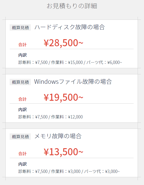 ドスパラ(なんでもパソコン相談所)の見積もり対応-費用