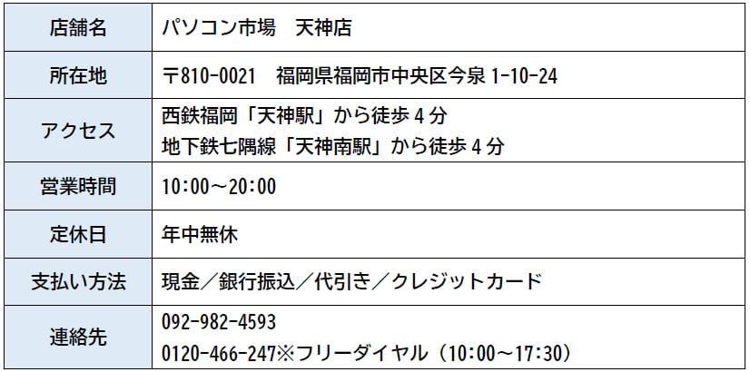 パソコン市場 天神店 店舗情報